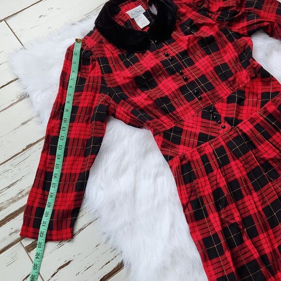 VINTAGE‎ - Miss Darby round collar red plaid dress 14 - Picture 8 of 9